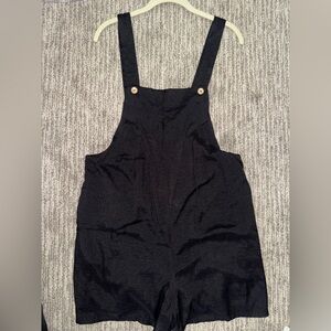 BiBi Black Linen overall style romper